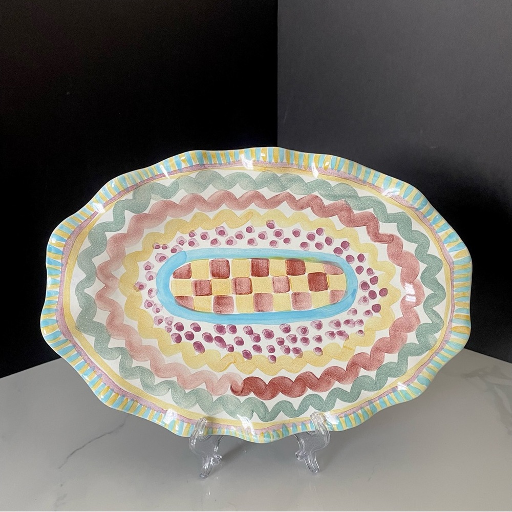 12" Ruffled Fluted Platter - "Aurora" by Makenzie-Childs